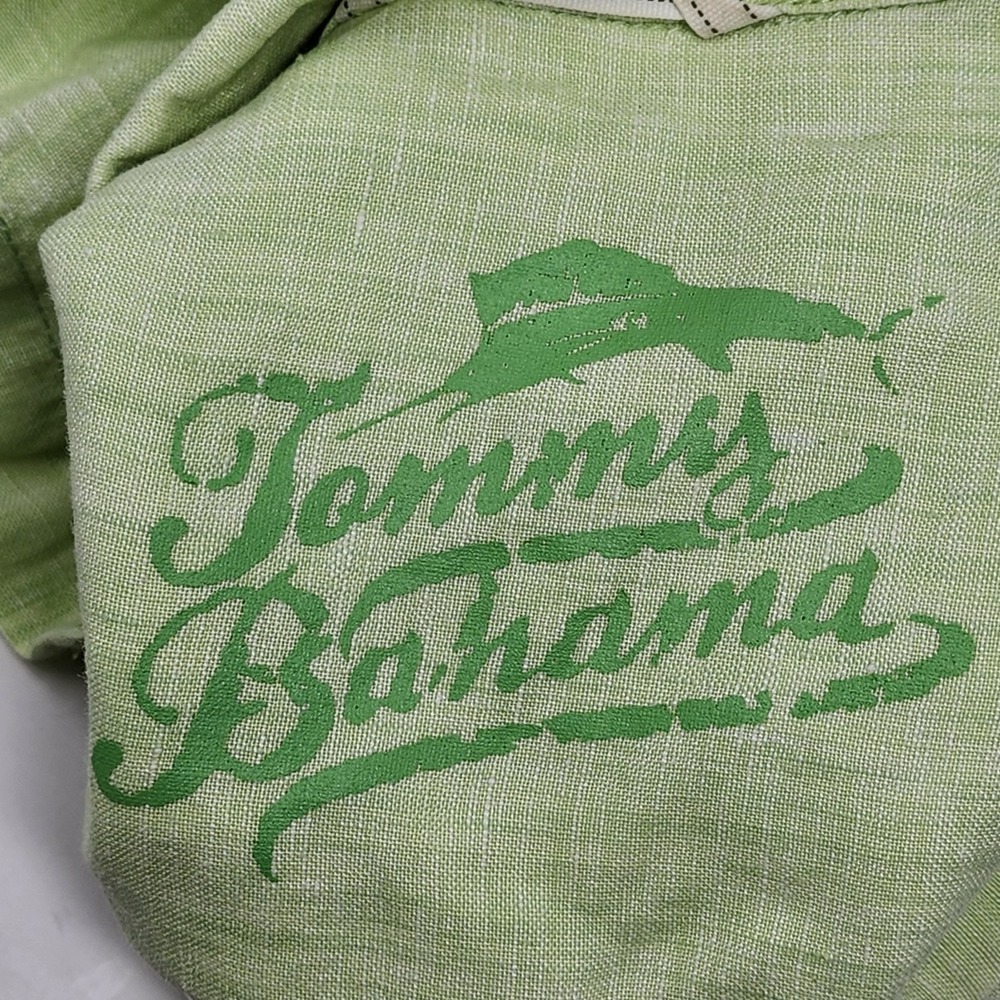 Tommy Bahama Linen Camp Shirt Mens Large Light Green Short Sleeve Hawaiian - Picture 5 of 7